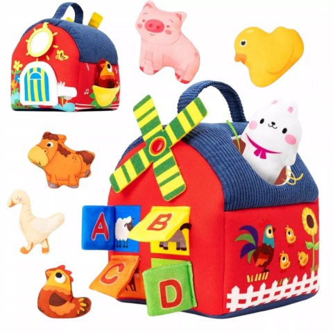 Zestaw Montessori 7w1 Farma Sensoryczna Domek Wiatrak 6-12 m+ dla dzieci Luxma