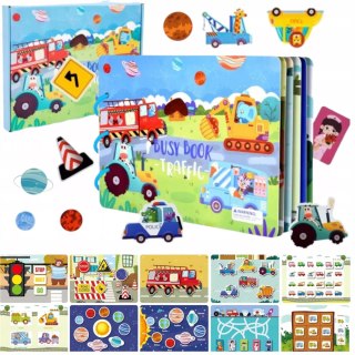 Cicha Książeczka Montessori Pojazdy na rzepy DIY Edukacyjna dla dzieci Luxma