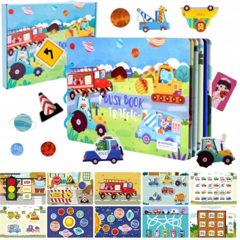 Cicha Książeczka Montessori Pojazdy na rzepy DIY Edukacyjna dla dzieci Luxma