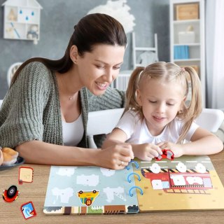 Cicha Książeczka Montessori Pojazdy na rzepy DIY Edukacyjna dla dzieci Luxma