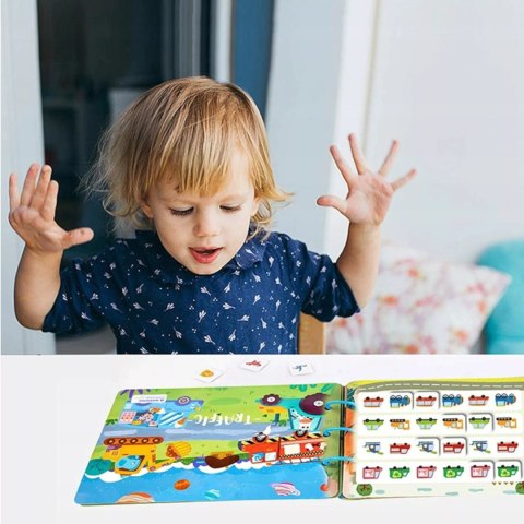 Cicha Książeczka Montessori Pojazdy na rzepy DIY Edukacyjna dla dzieci Luxma