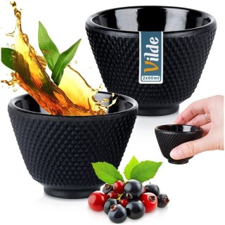 Czarki Kubki do Herbaty Ziół Żeliwne Emaliowane Solidna VILDE 60 ml 2 szt.