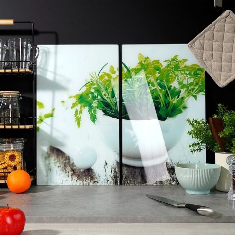 Deski Szklane VILDE 2 szt. 60 x 52 cm Osłona Kuchenki Hartowane z Ziołami