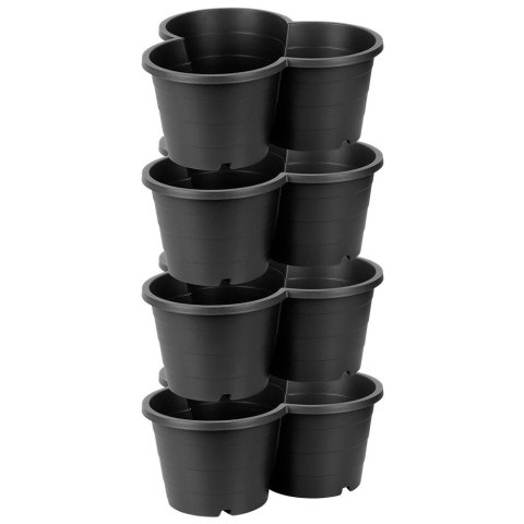 Doniczka ogrodowa plastikowa czarna kaskadowa piętrowa 4 szt.