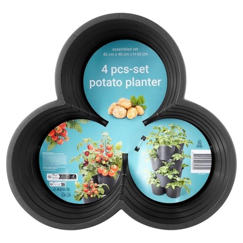 Doniczka ogrodowa plastikowa czarna kaskadowa piętrowa 4 szt.