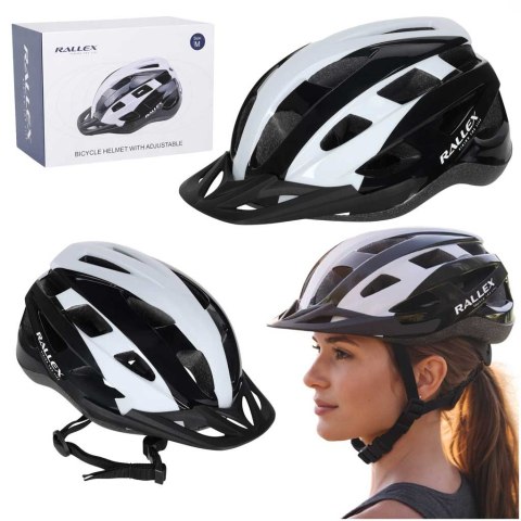 Kask rowerowy na rower RALLEX damski męski regulowany czarno-biały M 54-58cm Kik Sp. z o. o. Sp. k.