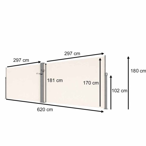 Markiza narożna boczna tarasowa LUARO parawan zwijany 180 x 620 cm beżowy Kik Sp. z o. o. Sp. k.