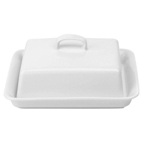 Maselniczka z Pokrywką Pojemnik na Masło Biały Ceramiczny VILDE 16x13 cm