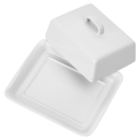 Maselniczka z Pokrywką Pojemnik na Masło Biały Ceramiczny VILDE 16x13 cm