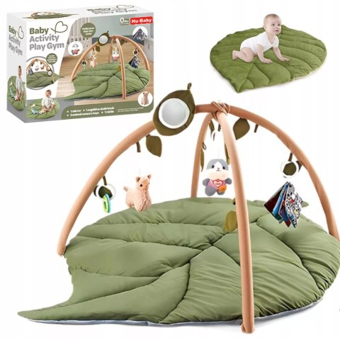 Mata edukacyjna dla niemowląt sensoryczna Liść z pałąkami i grzechotkami Luxma