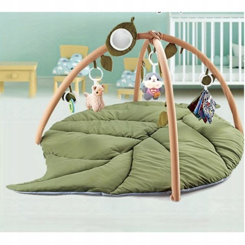 Mata edukacyjna dla niemowląt sensoryczna Liść z pałąkami i grzechotkami Luxma