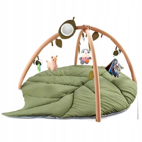 Mata edukacyjna dla niemowląt sensoryczna Liść z pałąkami i grzechotkami Luxma