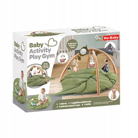 Mata edukacyjna dla niemowląt sensoryczna Liść z pałąkami i grzechotkami Luxma