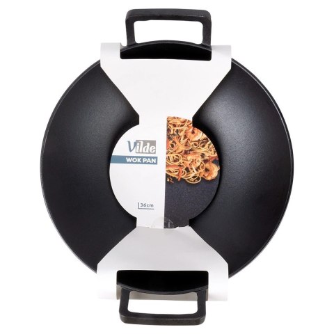 Patelnia Wok Żeliwna Duża 36 cm VILDE Cast Line do Indukcji Grill
