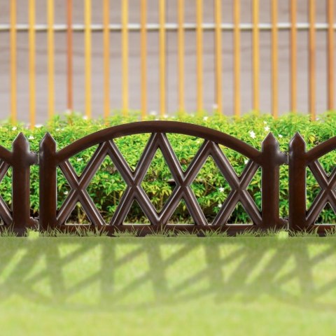 Płotek Ogrodowy Ozdobny Brązowy Dekoracyjny Obrzeże VILDE 50 x 30 cm 6 szt.