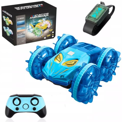 Samochód zdalnie sterowany JEŹDZI PO WODZIE terenowy AMFIBIA Niebieski Luxma