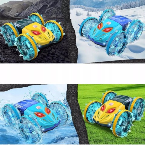 Samochód zdalnie sterowany JEŹDZI PO WODZIE terenowy AMFIBIA Niebieski Luxma