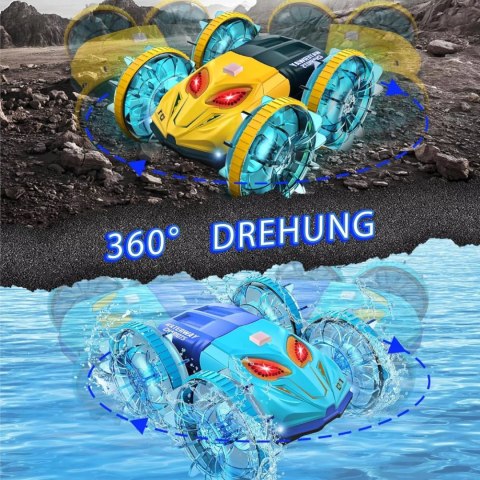 Samochód zdalnie sterowany JEŹDZI PO WODZIE terenowy AMFIBIA Niebieski Luxma
