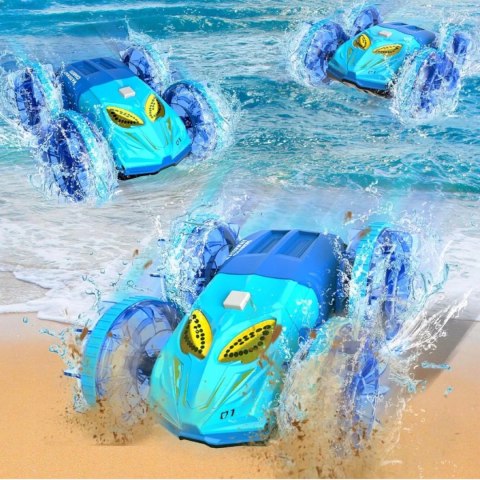 Samochód zdalnie sterowany JEŹDZI PO WODZIE terenowy AMFIBIA Niebieski Luxma