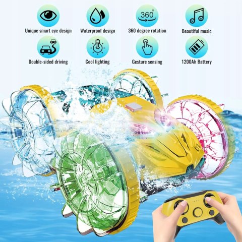 Samochód zdalnie sterowany JEŹDZI PO WODZIE terenowy AMFIBIA dla dzieci Luxma