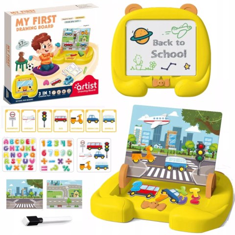 Tablica Magnetyczna Edukacyjna do rysowania dla dzieci układanka pojazdy Luxma