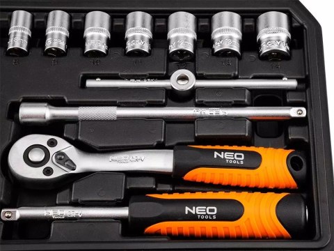 ZESTAW KLUCZY NASADOWYCH 1/4' SATYNOWY, 20 ELEMENTÓW NEO