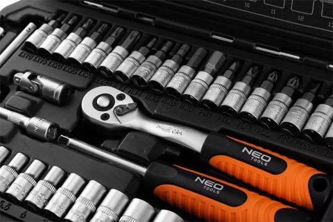 ZESTAW KLUCZY NASADOWYCH 1/4' SATYNOWY, 38 ELEMENTÓW NEO