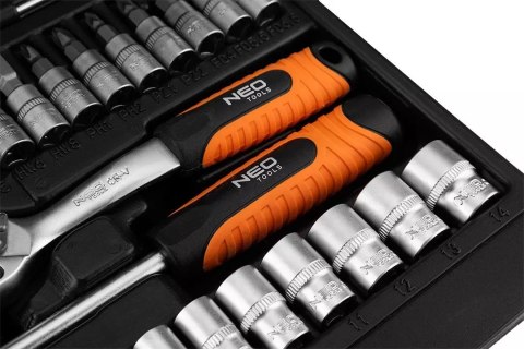 ZESTAW KLUCZY NASADOWYCH 1/4' SATYNOWY, 38 ELEMENTÓW NEO