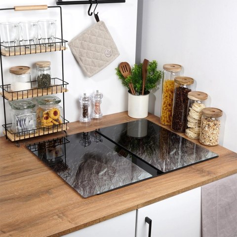 Zestaw Desek Deski do Krojenia Osłona Kuchenki Szklane Czarne VILDE 2 szt.