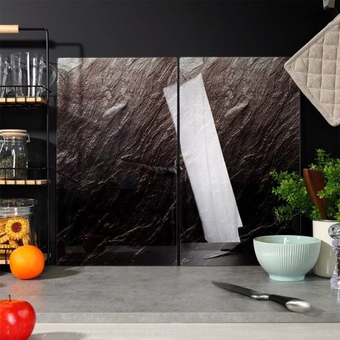 Zestaw Desek Deski do Krojenia Osłona Kuchenki Szklane Czarne VILDE 2 szt.