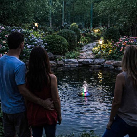 Fontanna solarna LUARO do oczka wodnego ogrodowa pompa pływająca LED RGB 16cm Kik Sp. z o. o. Sp. k.