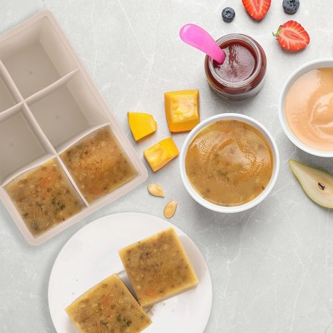 Forma do Kostek Lodu ORION XXL z Pokrywką Silikonowa Beżowa 6 szt.