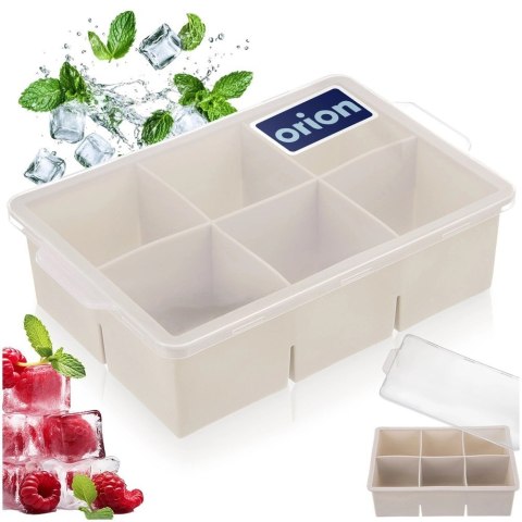 Forma do Kostek Lodu ORION XXL z Pokrywką Silikonowa Beżowa 6 szt.