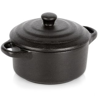 Miseczka do Zapiekania 450 ml Porcelanowa Czarna z Pokrywką VILDE