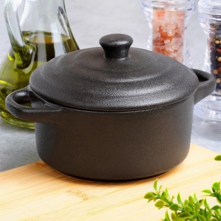 Miseczka do Zapiekania 450 ml Porcelanowa Czarna z Pokrywką VILDE