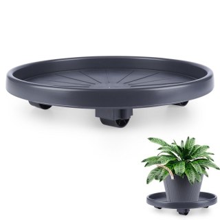 Podstawka pod Doniczkę na Kółkach Okrągła Szara Duża Solidna PROGARDEN 35cm