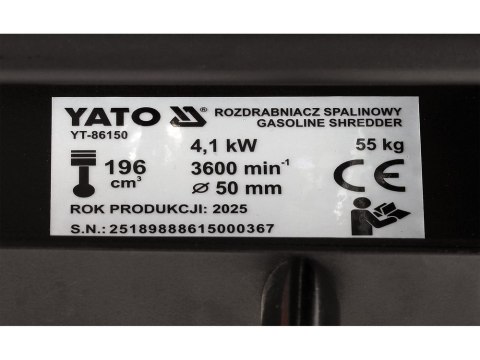 ROZDRABNIACZ SPALINOWY DO GAŁĘZI FI50MM, 5.44KM YATO