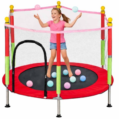 Trampolina do domu ogrodu dla dzieci siatka piłki 140cm 55inch czerwona Kik Sp. z o. o. Sp. k.