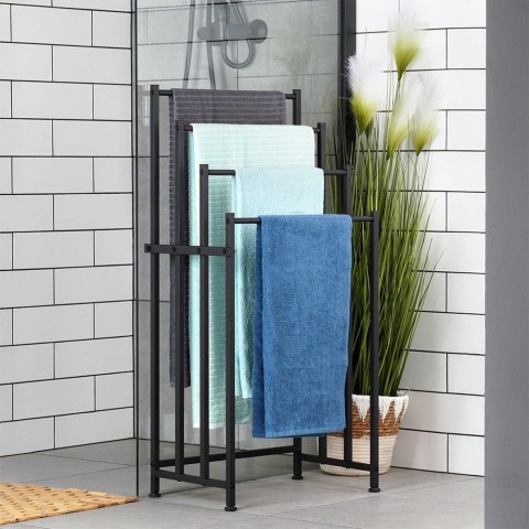 Wieszak na Ręczniki Stojący VILDE Metalowy LOFT 4 Poprzeczki 94,5 cm