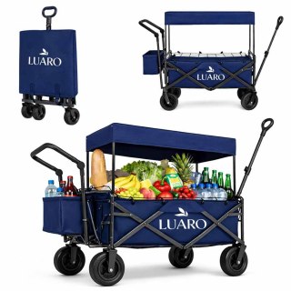 Wózek transportowy LUARO plażowy składany z daszkiem i siatką granatowy Kik Sp. z o. o. Sp. k.
