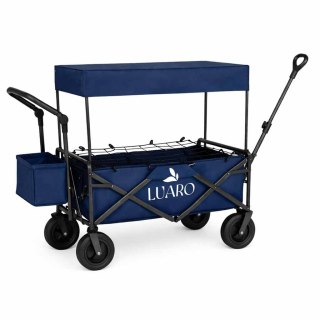 Wózek transportowy LUARO plażowy składany z daszkiem i siatką granatowy Kik Sp. z o. o. Sp. k.