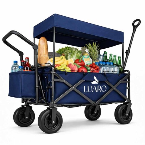 Wózek transportowy LUARO plażowy składany z daszkiem i siatką granatowy Kik Sp. z o. o. Sp. k.