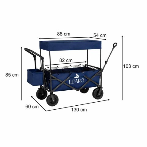Wózek transportowy LUARO plażowy składany z daszkiem i siatką granatowy Kik Sp. z o. o. Sp. k.