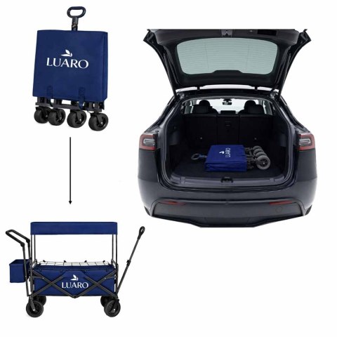 Wózek transportowy LUARO plażowy składany z daszkiem i siatką granatowy Kik Sp. z o. o. Sp. k.