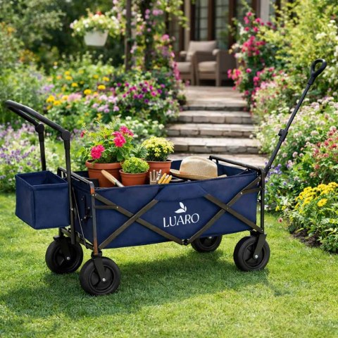 Wózek transportowy LUARO plażowy składany z daszkiem i siatką granatowy Kik Sp. z o. o. Sp. k.