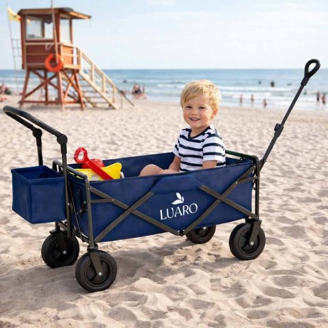 Wózek transportowy LUARO plażowy składany z daszkiem i siatką granatowy Kik Sp. z o. o. Sp. k.