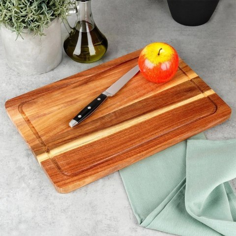 Deska Akacjowa EXCELLENT HOUSEWARE 37 x 25 cm z Rowkiem do Krojenia