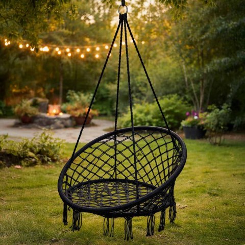 Huśtawka LUARO fotel bocianie gniazdo czarne 80cm 150kg Kik Sp. z o. o. Sp. k.