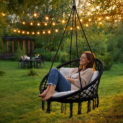 Huśtawka LUARO fotel bocianie gniazdo czarne 80cm 150kg Kik Sp. z o. o. Sp. k.