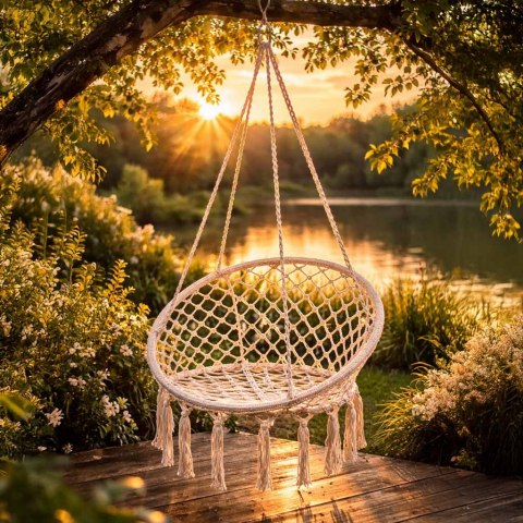 Huśtawka LUARO fotel bocianie gniazdo ecru 80cm 150kg Kik Sp. z o. o. Sp. k.